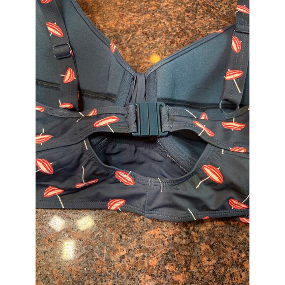 Nip Tuck Tankini Umbrella Print Twisted Front Retro Full Coverage Bikini Size 16 - Picture 3 of 12